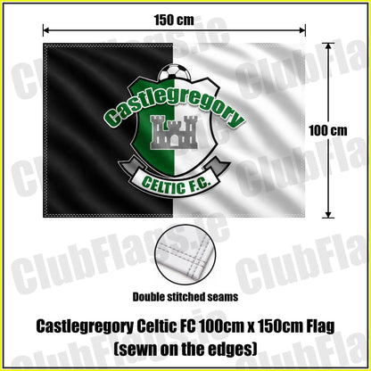 Castlegregory Celtic FC 100cm x 150cm Flag (sewn on the edges) - ClubFlags.ie