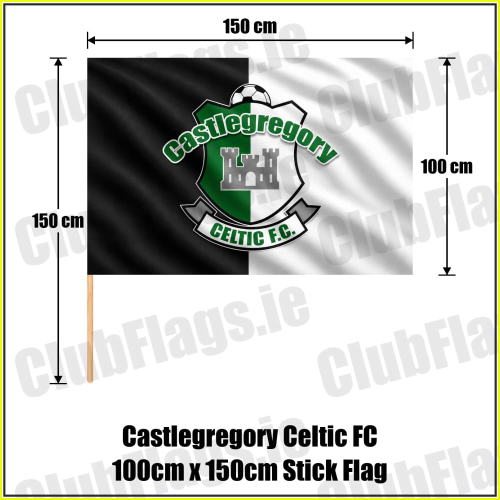 Castlegregory Celtic FC 100cm x 150cm Stick Flag - ClubFlags.ie