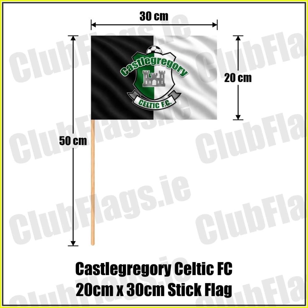 Castlegregory Celtic FC 20cm x 30cm Stick Flag - ClubFlags.ie