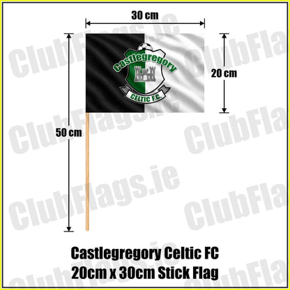 Castlegregory Celtic FC 20cm x 30cm Stick Flag - ClubFlags.ie