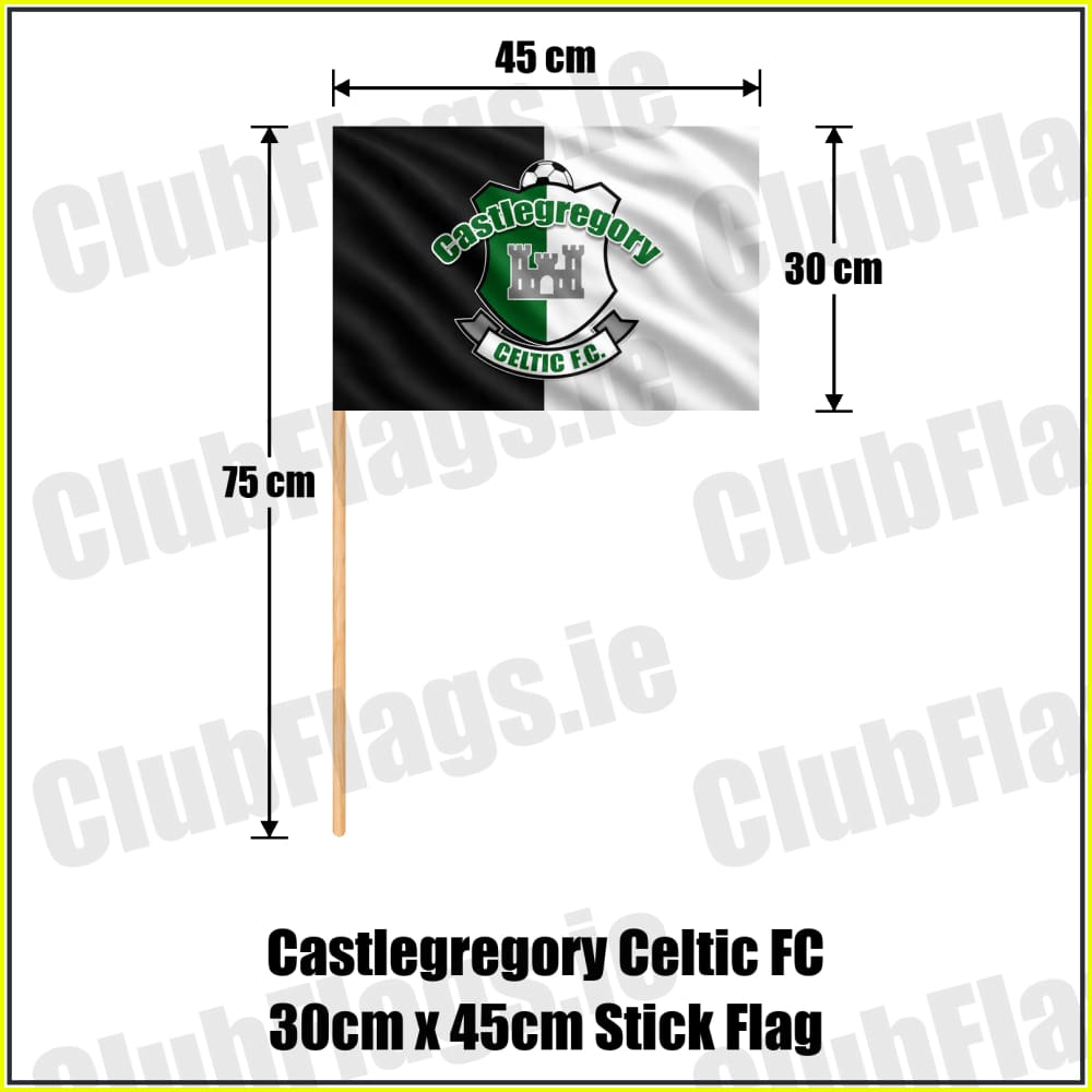 Castlegregory Celtic FC 30cm x 45cm Stick Flag - ClubFlags.ie