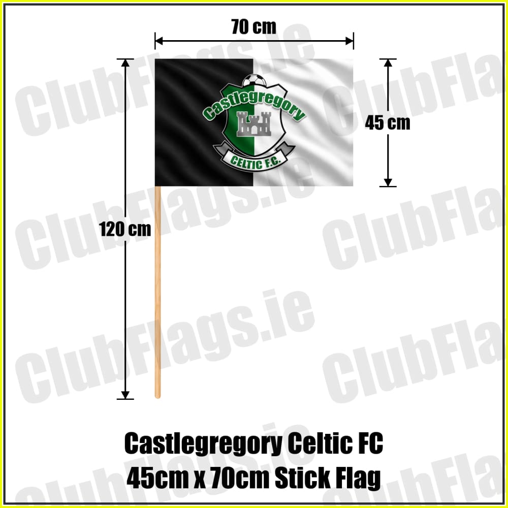 Castlegregory Celtic FC 45cm x 70cm Stick Flag - ClubFlags.ie