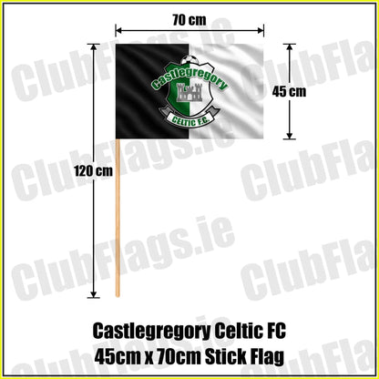 Castlegregory Celtic FC 45cm x 70cm Stick Flag - ClubFlags.ie