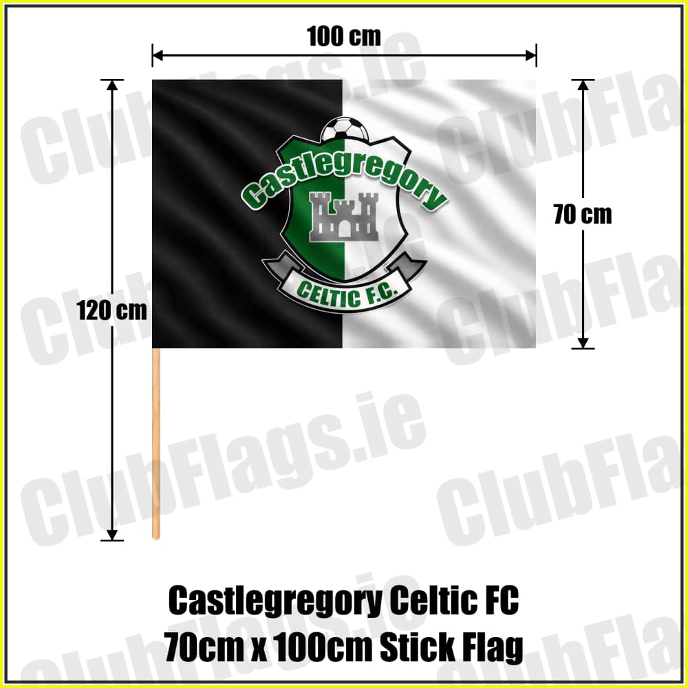 Castlegregory Celtic FC 70cm x 100cm Stick Flag - ClubFlags.ie