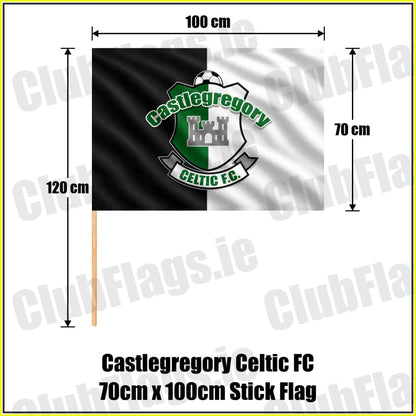 Castlegregory Celtic FC 70cm x 100cm Stick Flag - ClubFlags.ie