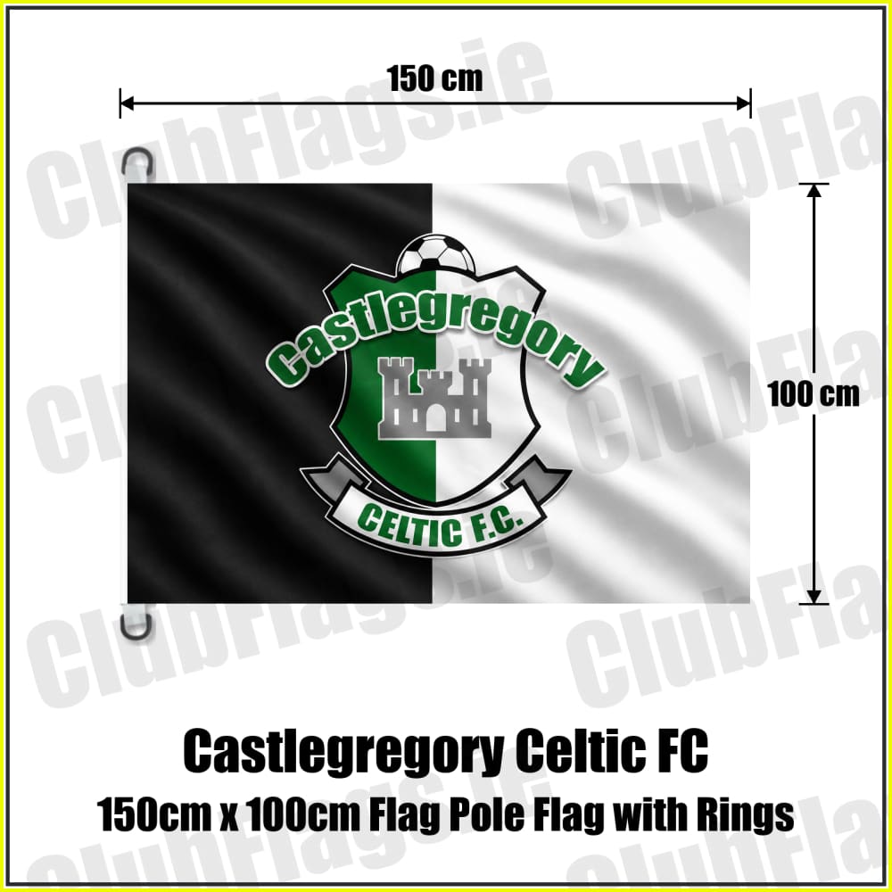 Castlegregory Celtic FC 150cm x 100cm Flag Pole Flag with Rings - ClubFlags.ie