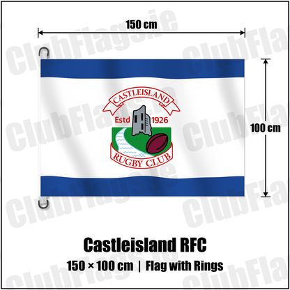 Castleisland RFC 150cm x 100cm Flag Pole Flag with Rings with the club crest and colours, Kerry Rugby - ClubFlags.ie