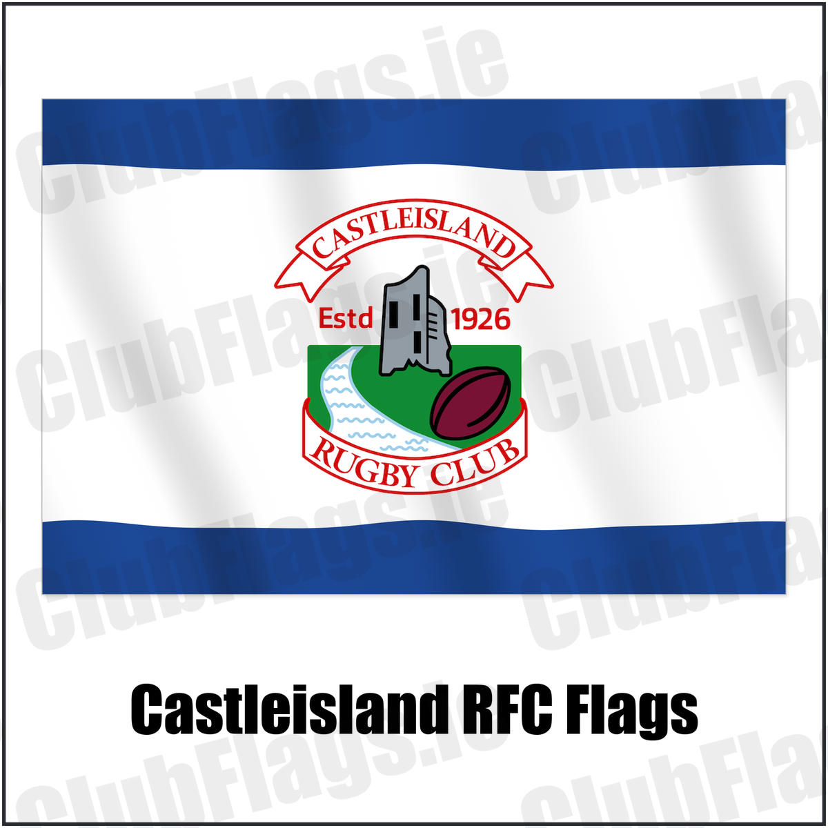 Castleisland RFC Flags with the club crest and colours, Kerry Rugby - ClubFlags.ie