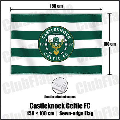 Castleknock Celtic FC 100cm x 150cm Flag (sewn on the edges) with the club crest and colours, Dublin Football - ClubFlags.ie