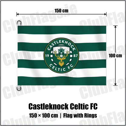 Castleknock Celtic FC 150cm x 100cm Flag Pole Flag with Rings with the club crest and colours, Dublin Football - ClubFlags.ie