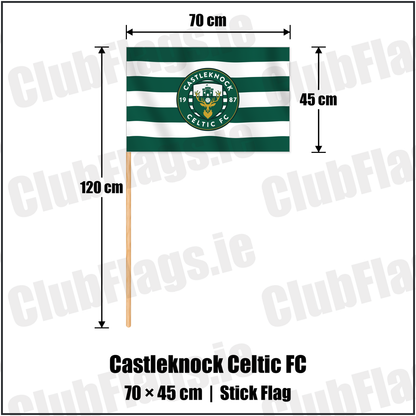 Castleknock Celtic FC 45cm x 70cm Stick Flag with the club crest and colours, Dublin Football - ClubFlags.ie