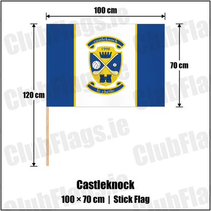 Castleknock 70cm x 100cm Stick Flag with the club crest and colours, Dublin GAA - ClubFlags.ie