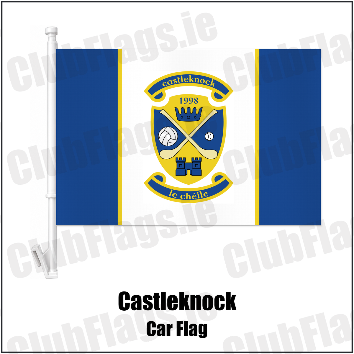 Castleknock Car Flag with the club crest and colours, Dublin GAA - ClubFlags.ie