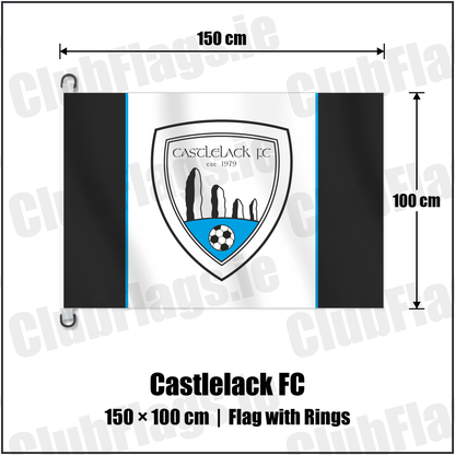 Castlelack FC 150cm x 100cm Flag Pole Flag with Rings with the club crest and colours, Cork Football - ClubFlags.ie