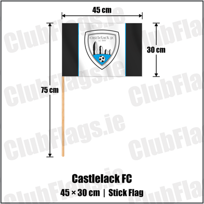 Castlelack FC 30cm x 45cm Stick Flag with the club crest and colours, Cork Football - ClubFlags.ie