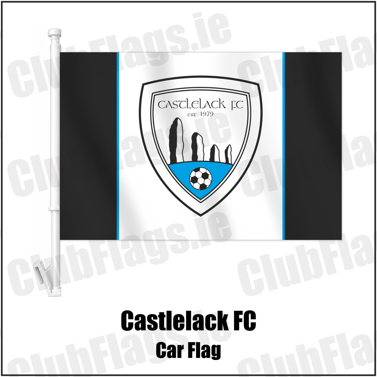 Castlelack FC Car Flag with the club crest and colours, Cork Football - ClubFlags.ie