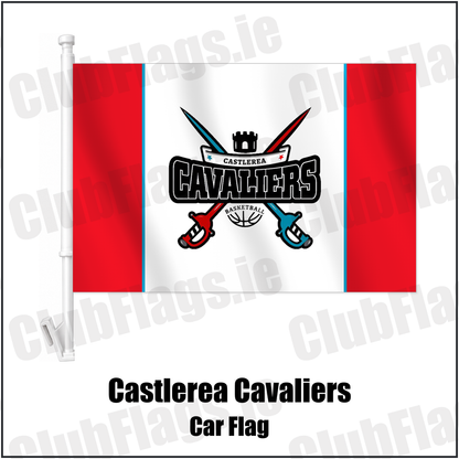 Castlerea Cavaliers Car Flag with the club crest and colours, Roscommon Basketball - ClubFlags.ie