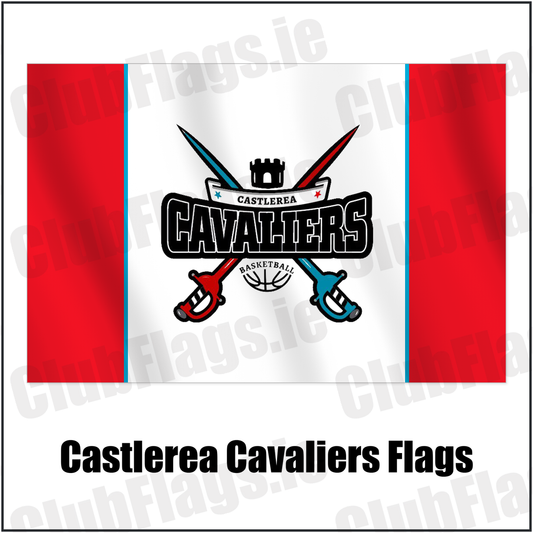Castlerea Cavaliers Flags with the club crest and colours, Roscommon Basketball - ClubFlags.ie