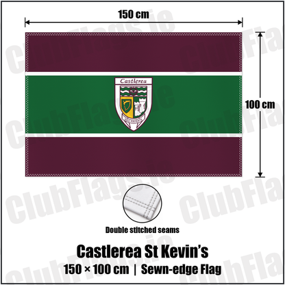 Castlerea St Kevin’s 100cm x 150cm Flag (sewn on the edges) with the club crest and colours, Roscommon GAA - ClubFlags.ie