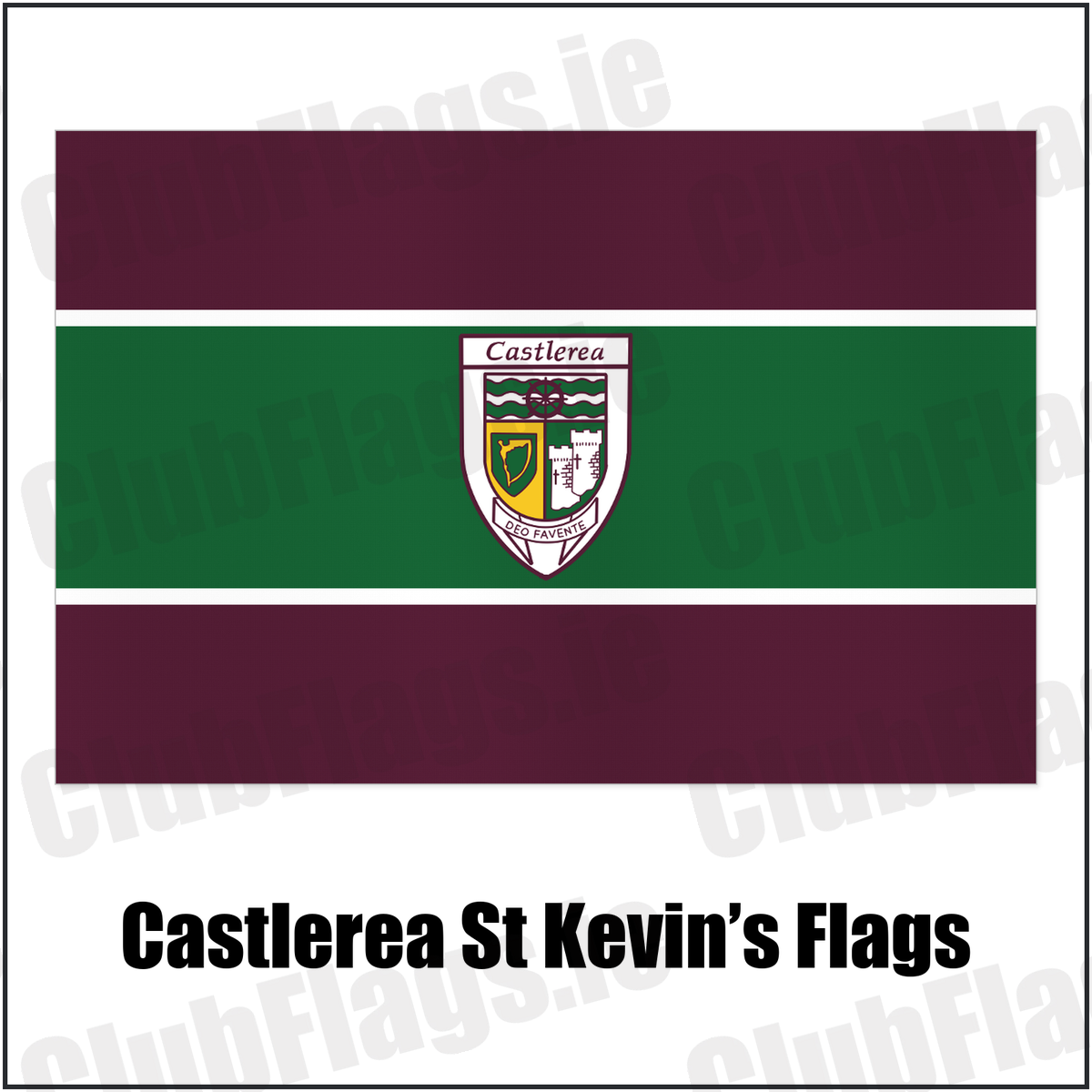 Castlerea St Kevin’s Flags with the club crest and colours, Roscommon GAA - ClubFlags.ie