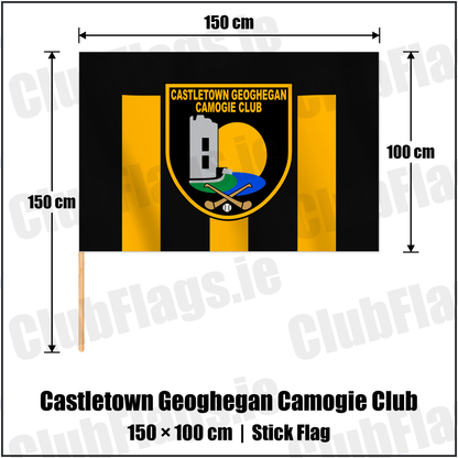 Castletown Geoghegan Camogie Club 100cm x 150cm Stick Flag with the club crest and colours, Westmeath GAA - ClubFlags.ie