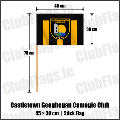 Castletown Geoghegan Camogie Club 30cm x 45cm Stick Flag with the club crest and colours, Westmeath GAA - ClubFlags.ie