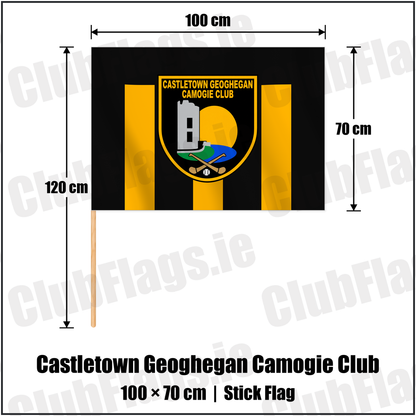 Castletown Geoghegan Camogie Club 70cm x 100cm Stick Flag with the club crest and colours, Westmeath GAA - ClubFlags.ie