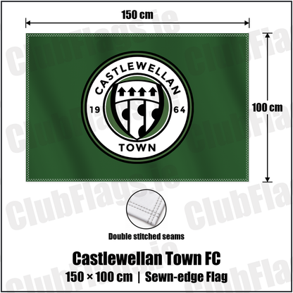 Castlewellan Town FC 100cm x 150cm Flag (sewn on the edges) with the club crest and colours, Down Football - ClubFlags.ie