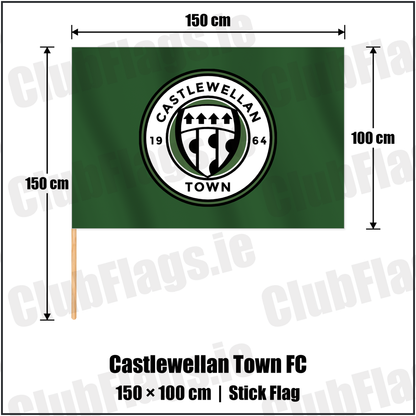 Castlewellan Town FC 100cm x 150cm Stick Flag with the club crest and colours, Down Football - ClubFlags.ie