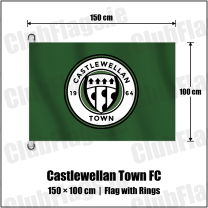 Castlewellan Town FC 150cm x 100cm Flag Pole Flag with Rings with the club crest and colours, Down Football - ClubFlags.ie