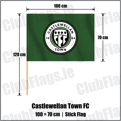Castlewellan Town FC 70cm x 100cm Stick Flag with the club crest and colours, Down Football - ClubFlags.ie