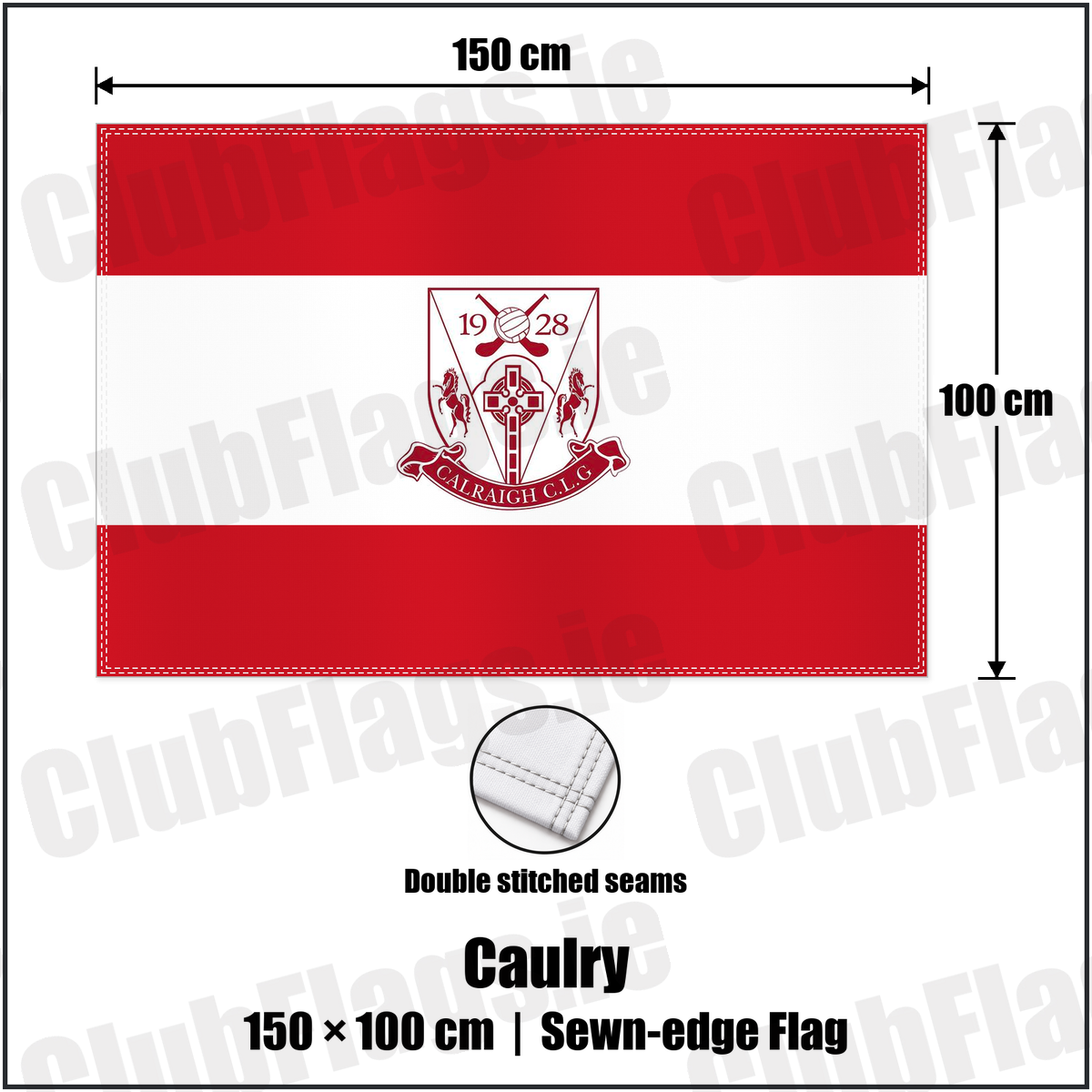 Caulry 100cm x 150cm Flag (sewn on the edges) with the club crest and colours, Westmeath GAA - ClubFlags.ie