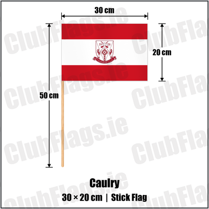 Caulry 20cm x 30cm Stick Flag with the club crest and colours, Westmeath GAA - ClubFlags.ie