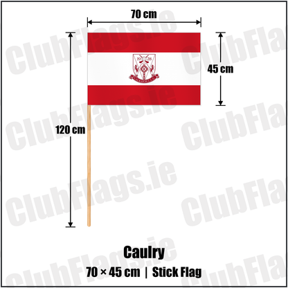 Caulry 45cm x 70cm Stick Flag with the club crest and colours, Westmeath GAA - ClubFlags.ie
