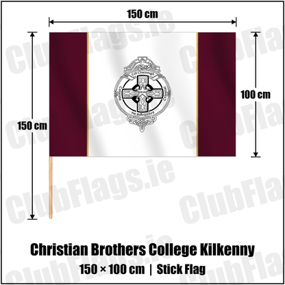 Christian Brothers College Kilkenny 100cm x 150cm Stick Flag with the club crest and colours, Kilkenny GAA - ClubFlags.ie