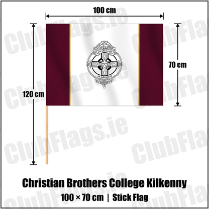 Christian Brothers College Kilkenny 70cm x 100cm Stick Flag with the club crest and colours, Kilkenny GAA - ClubFlags.ie