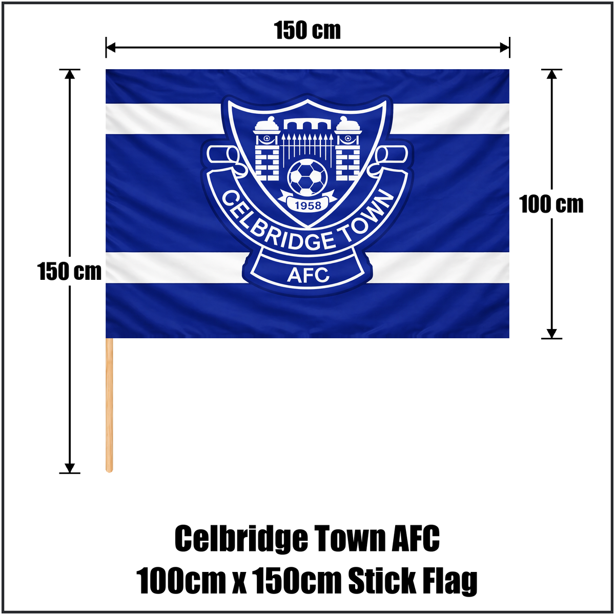 Celbridge Town AFC 100cm x 150cm Stick Flag - ClubFlags.ie