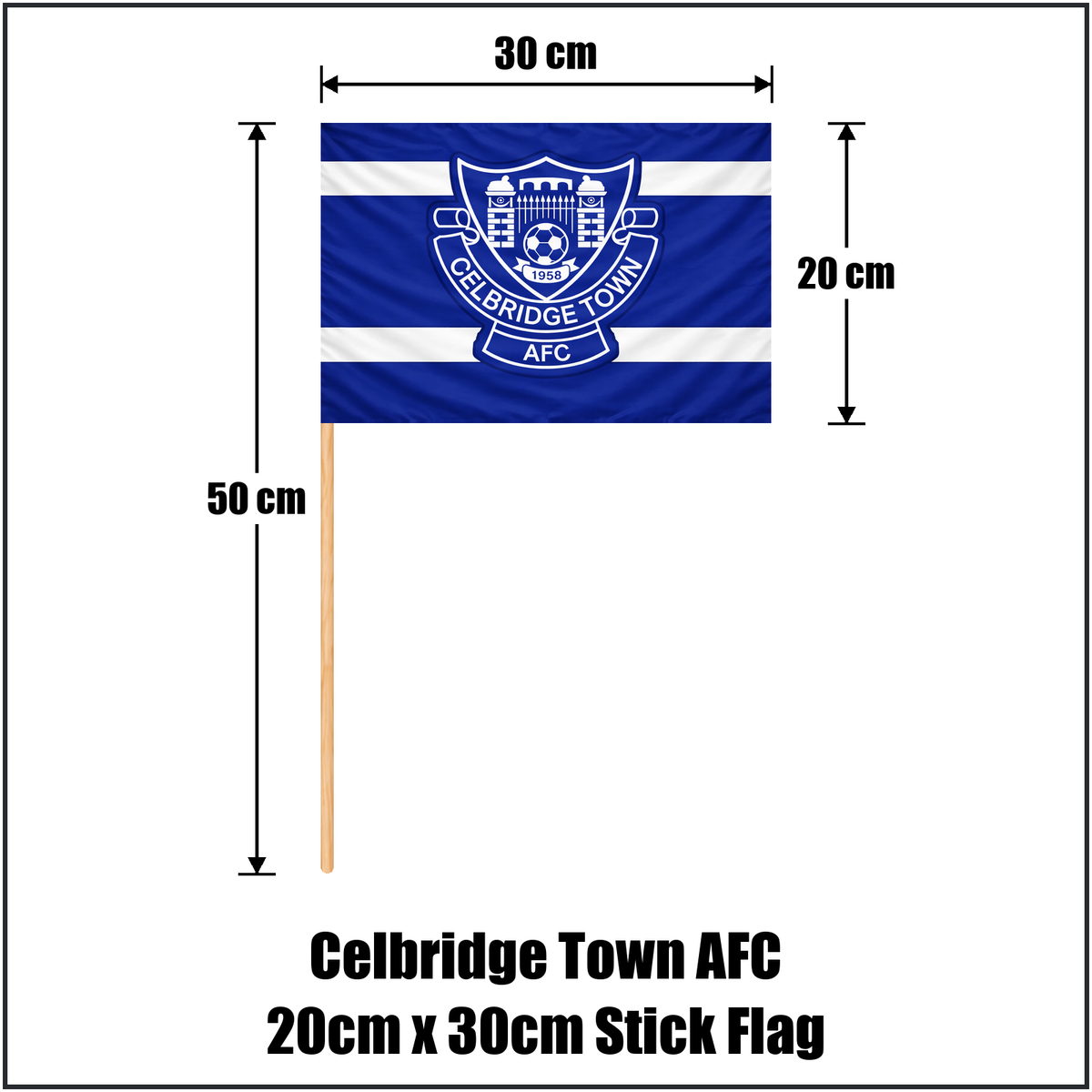 Celbridge Town AFC 20cm x 30cm Stick Flag - ClubFlags.ie
