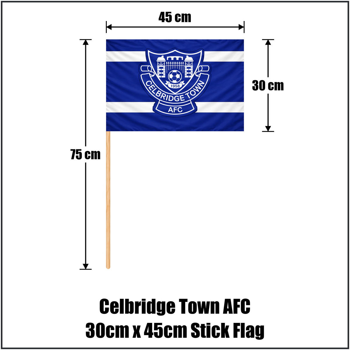 Celbridge Town AFC 30cm x 45cm Stick Flag - ClubFlags.ie
