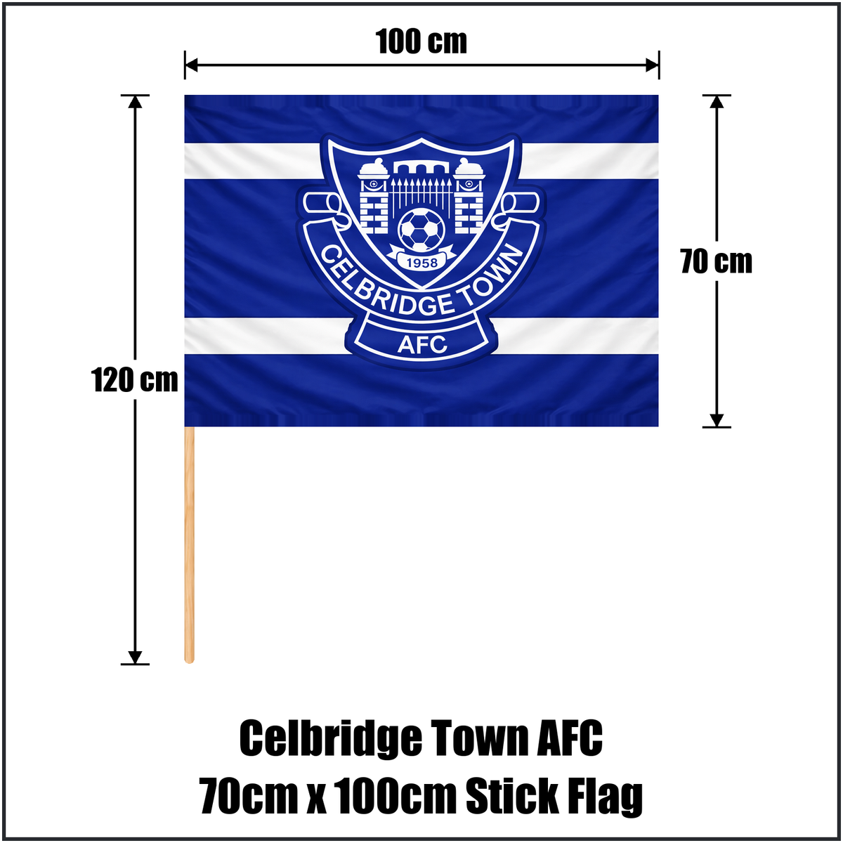 Celbridge Town AFC 70cm x 100cm Stick Flag - ClubFlags.ie