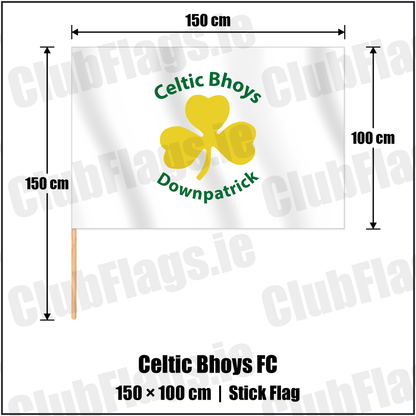 Celtic Bhoys FC 100cm x 150cm Stick Flag with the club crest and colours, Down Football - ClubFlags.ie