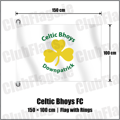 Celtic Bhoys FC 150cm x 100cm Flag Pole Flag with Rings with the club crest and colours, Down Football - ClubFlags.ie