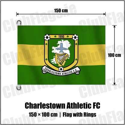 Charlestown Athletic FC 150cm x 100cm Flag Pole Flag with Rings with the club crest and colours, Mayo Football - ClubFlags.ie