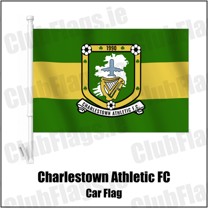 Charlestown Athletic FC Car Flag with the club crest and colours, Mayo Football - ClubFlags.ie