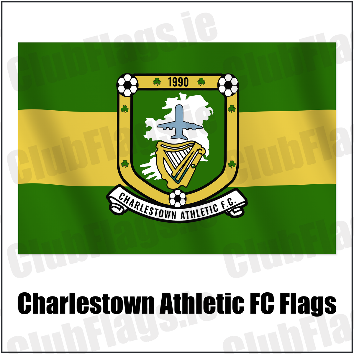 Charlestown Athletic FC Flags with the club crest and colours, Mayo Football - ClubFlags.ie