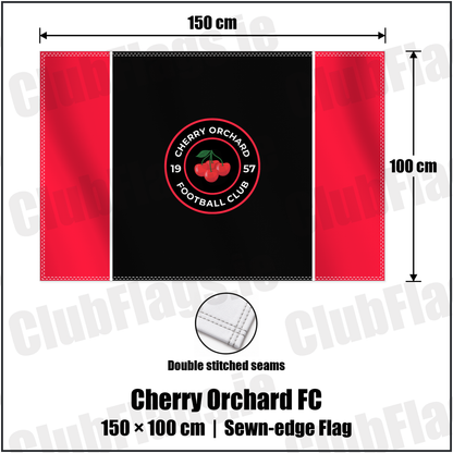 Cherry Orchard FC 100cm x 150cm Flag (sewn on the edges) with the club crest and colours, Dublin Football - ClubFlags.ie