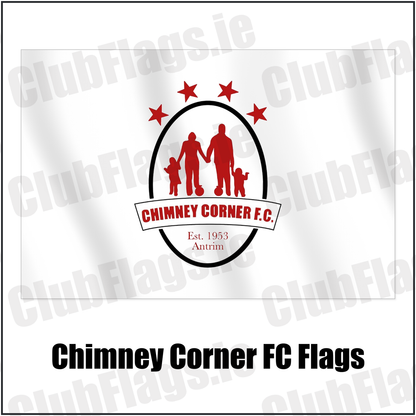 Chimney Corner FC Flags with the club crest and colours, Antrim Football - ClubFlags.ie