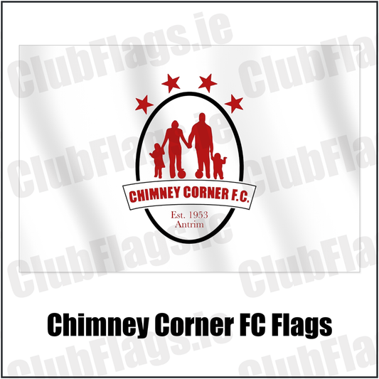 Chimney Corner FC Flags with the club crest and colours, Antrim Football - ClubFlags.ie