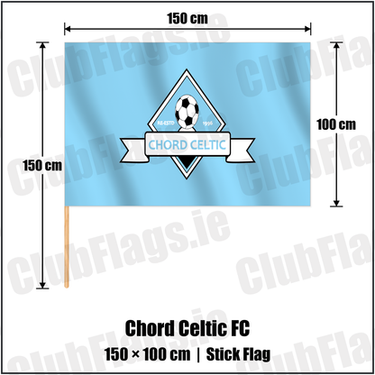 Chord Celtic FC 100cm x 150cm Stick Flag with the club crest and colours, Meath Football - ClubFlags.ie