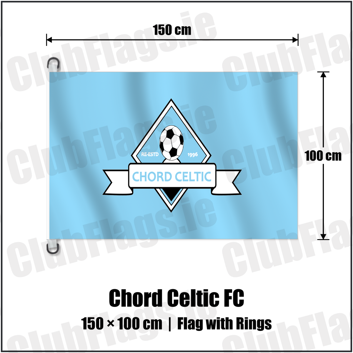 Chord Celtic FC 150cm x 100cm Flag Pole Flag with Rings with the club crest and colours, Meath Football - ClubFlags.ie